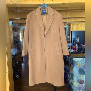 Stafford full-length men’s winter dress coat (size 46L, wool blend, camel color)